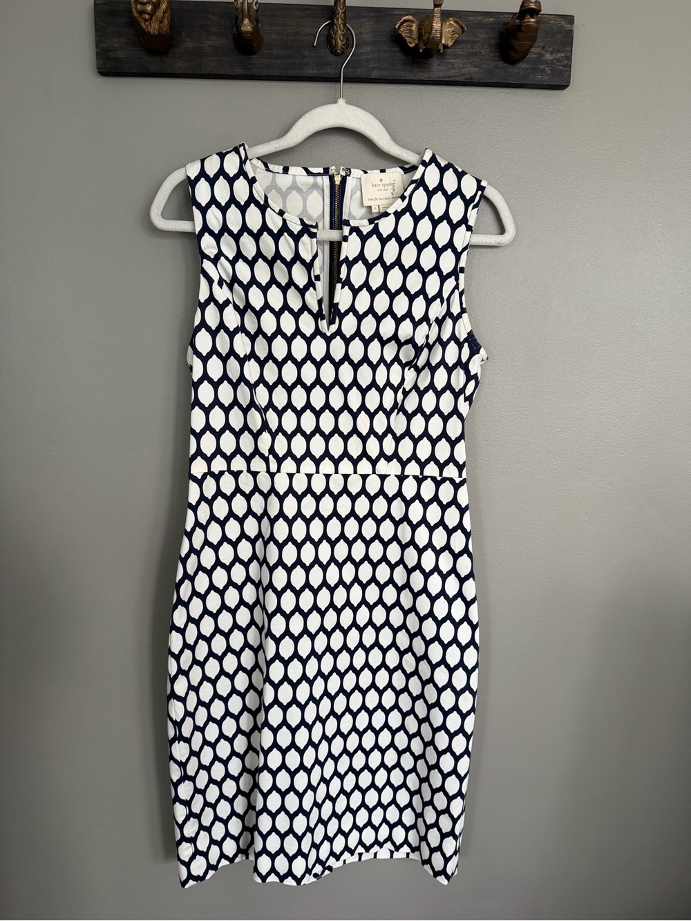 kate spade Navy and White Geometric Sleeveless Sheath Dress